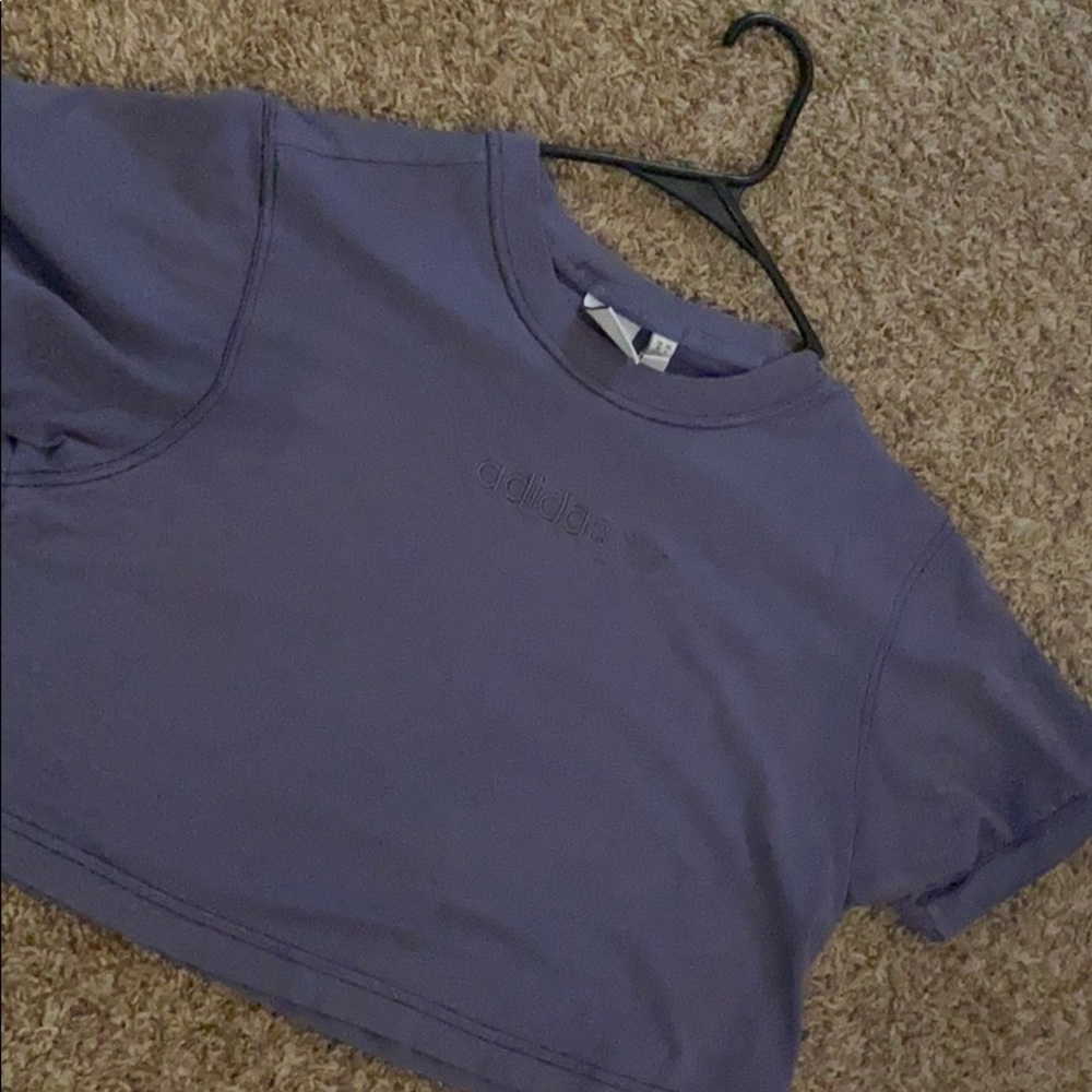 purple adidas cropped top